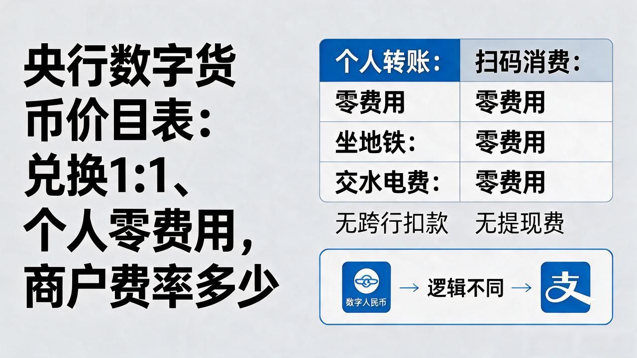 央行数字货币价目表_数字人民币费用标准_数字人民币兑换规则